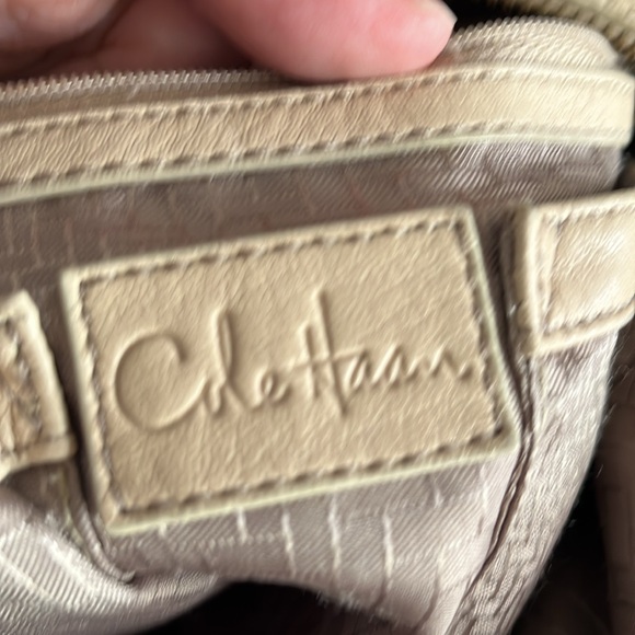 Cole Haan Amalfi beige Pleated Leather Large Hobo Bag Purse Tassel Zipper Pull - Picture 14 of 16